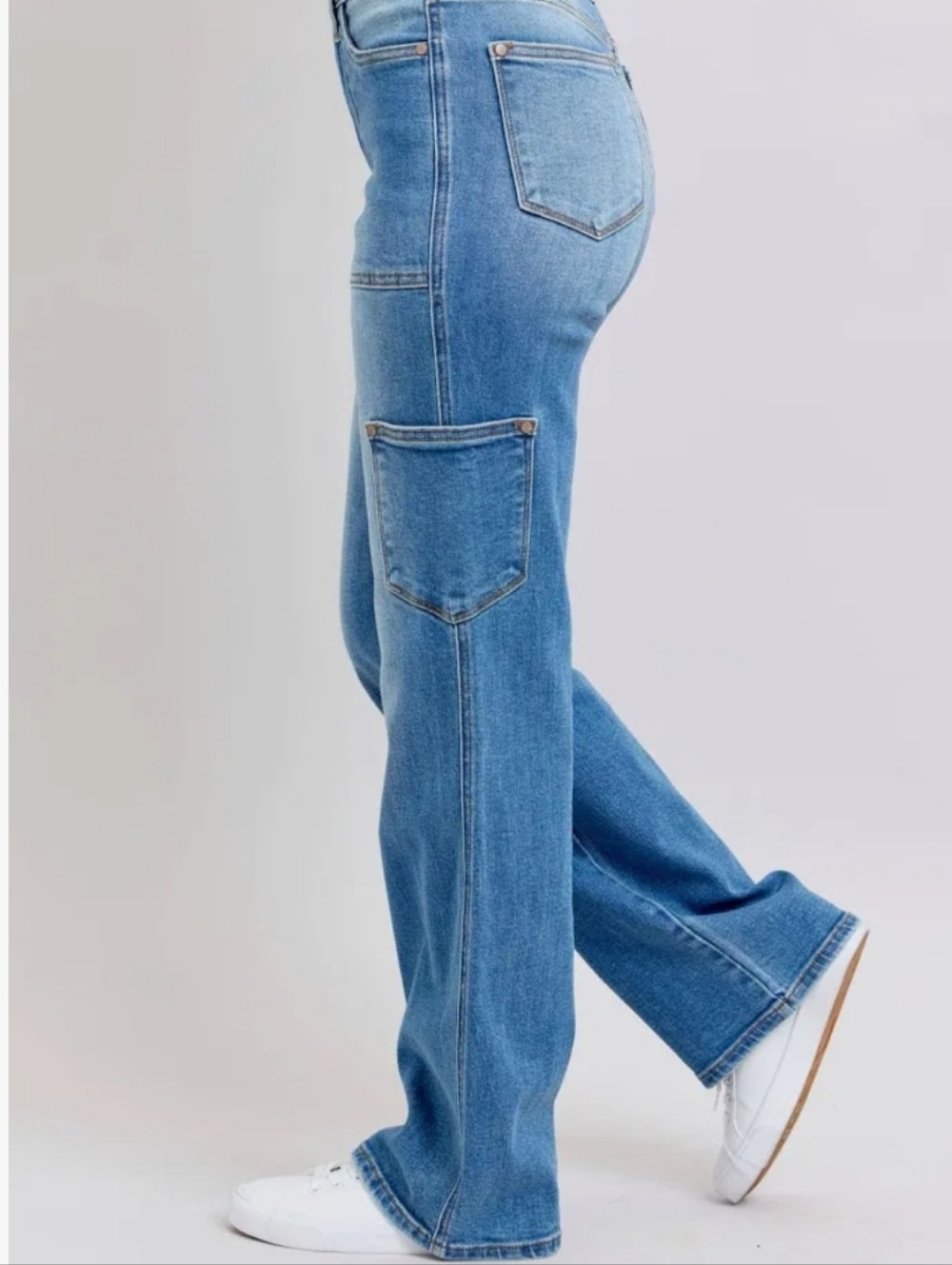 Judy Blue 90's Straight Fit High Rise Cargo Jeans - Size 7/28 - Picture 5 of 13